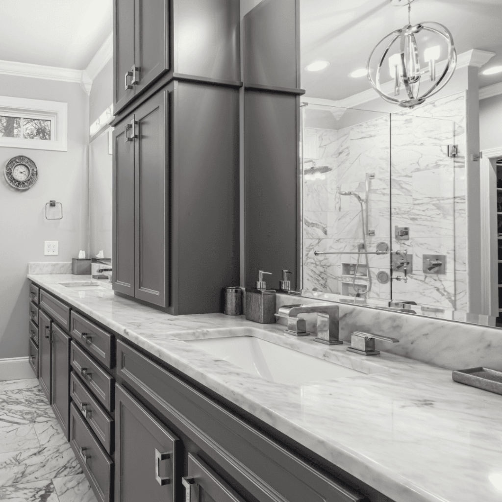 Luxurious bathroom interiors crafted by Marble and Stone London, featuring bespoke designs in marble, granite, quartz, and engineered stone.