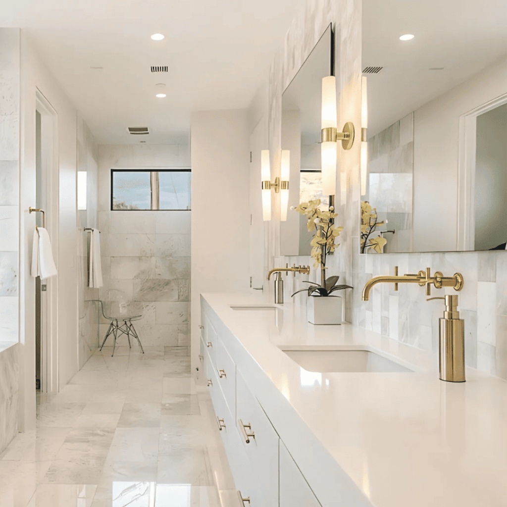Luxurious bathroom interiors crafted by Marble and Stone London, featuring bespoke designs in marble, granite, quartz, and engineered stone.