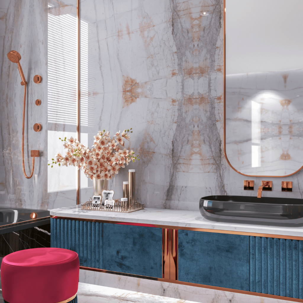 Luxurious bathroom interiors crafted by Marble and Stone London, featuring bespoke designs in marble, granite, quartz, and engineered stone.