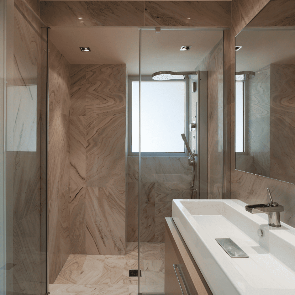Luxurious bathroom interiors crafted by Marble and Stone London, featuring bespoke designs in marble, granite, quartz, and engineered stone.