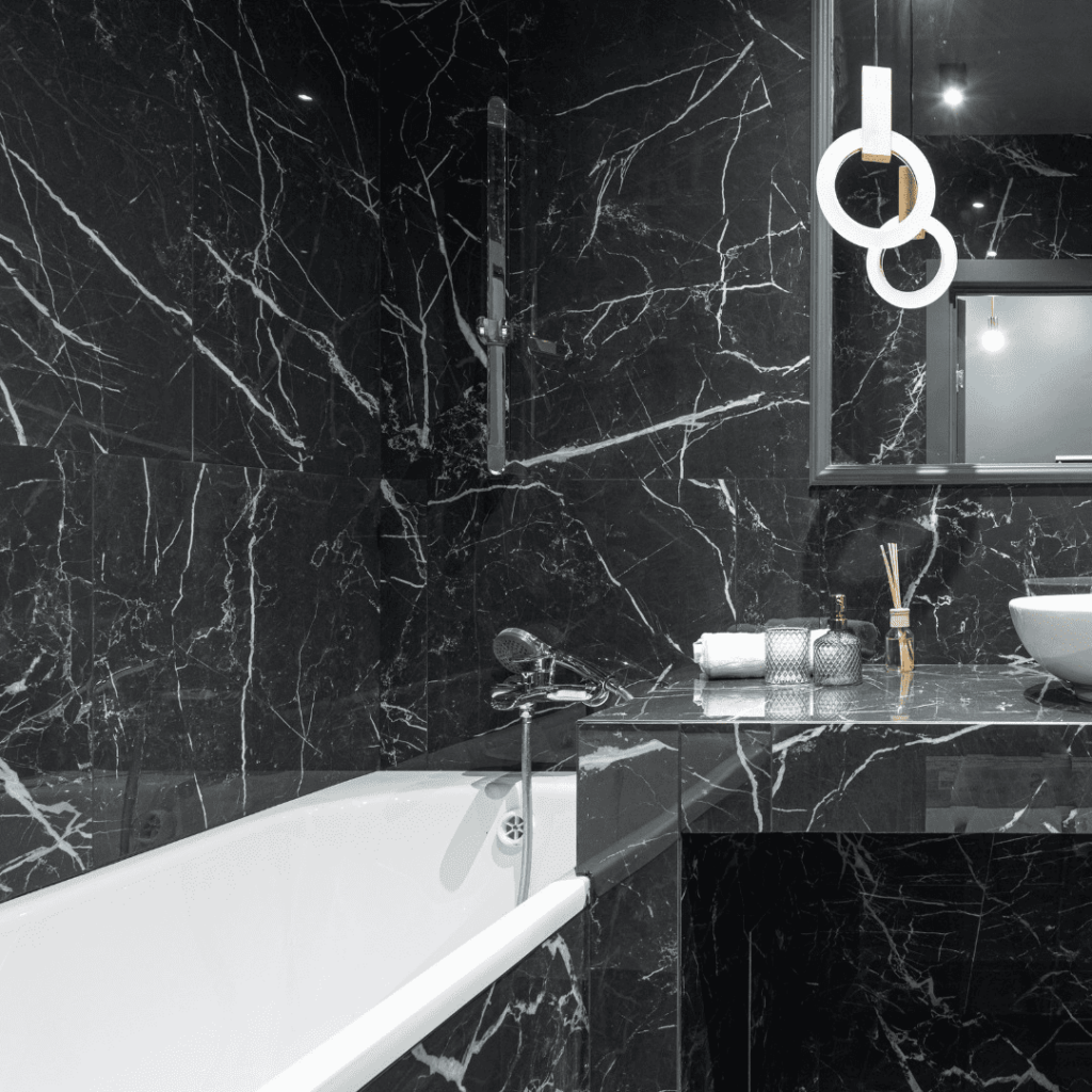 Luxurious bathroom interiors crafted by Marble and Stone London, featuring bespoke designs in marble, granite, quartz, and engineered stone.