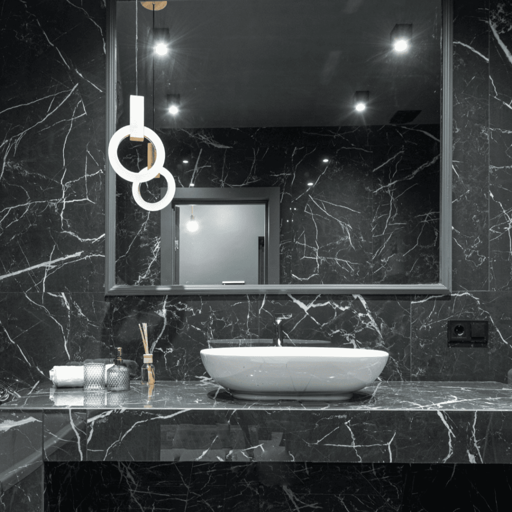 Luxurious bathroom interiors crafted by Marble and Stone London, featuring bespoke designs in marble, granite, quartz, and engineered stone.